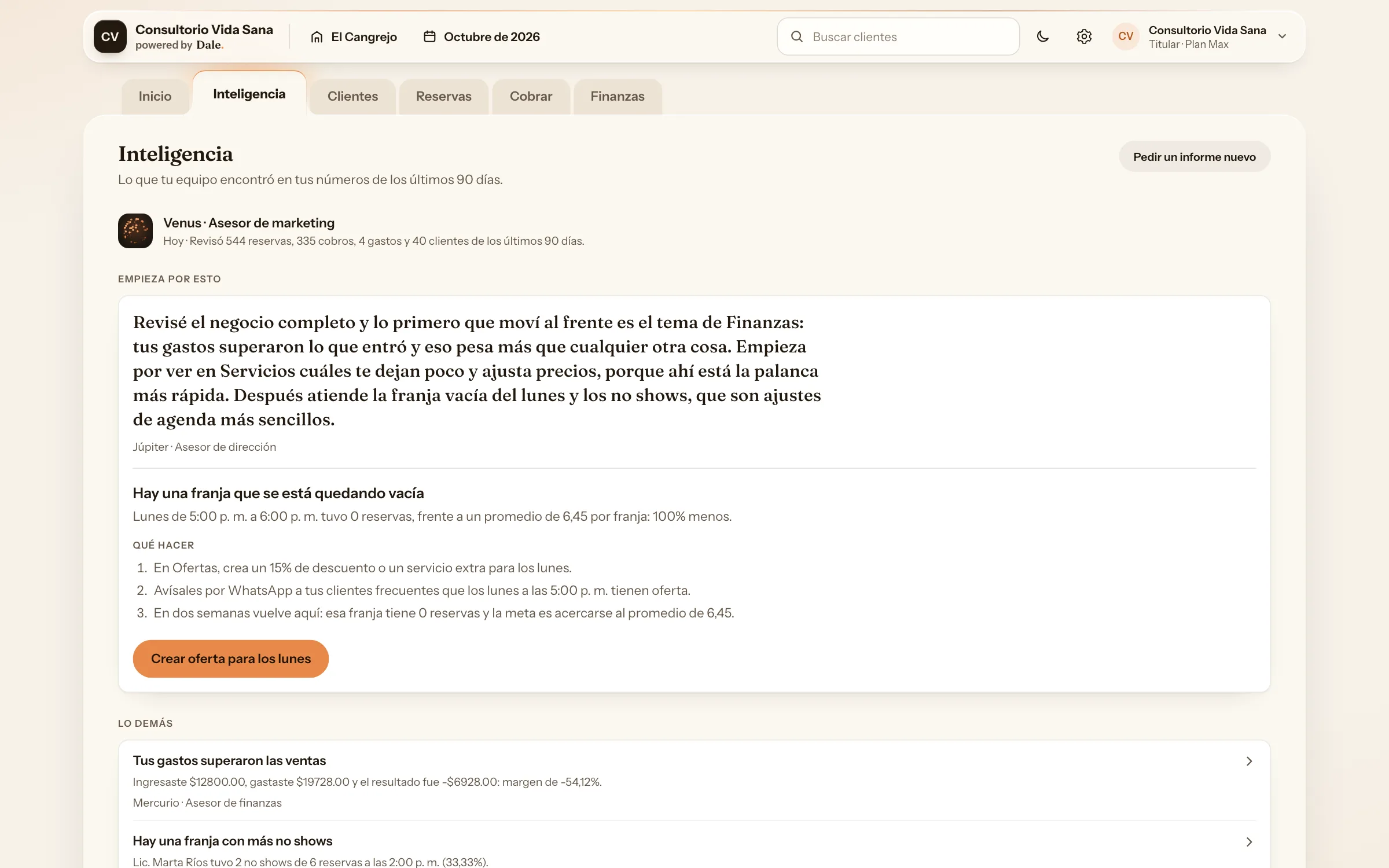 Inteligencia de Dale en tu consultorio: la lectura semanal de cuatro asesores