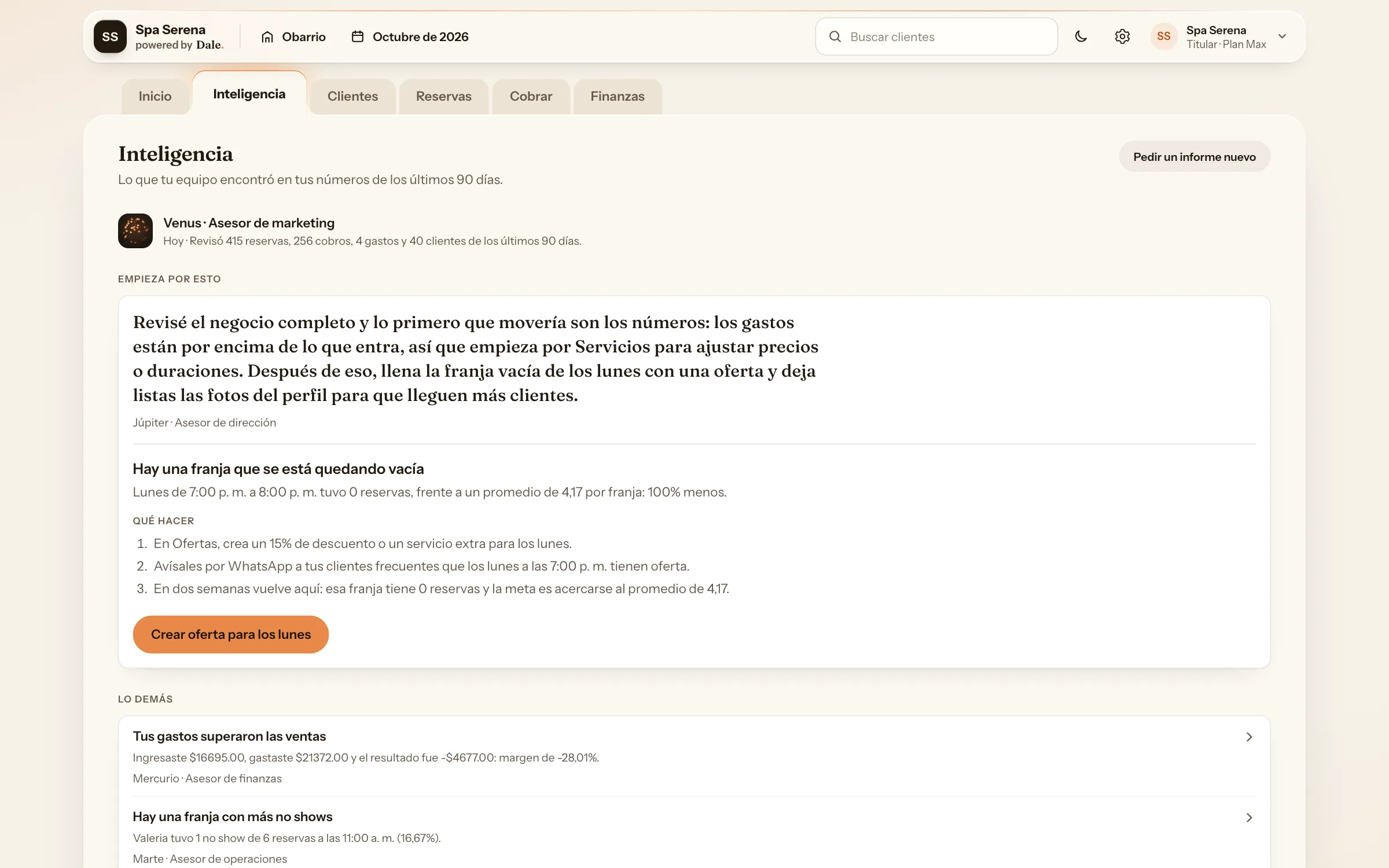 Inteligencia de Dale en tu spa: la lectura semanal de cuatro asesores